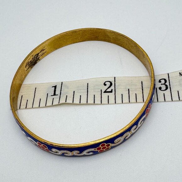 Cloisonne Enamel Brass Blue Red Green Black Vtg Set of 3 Bangle Bracelet  7.5 - Picture 16 of 16